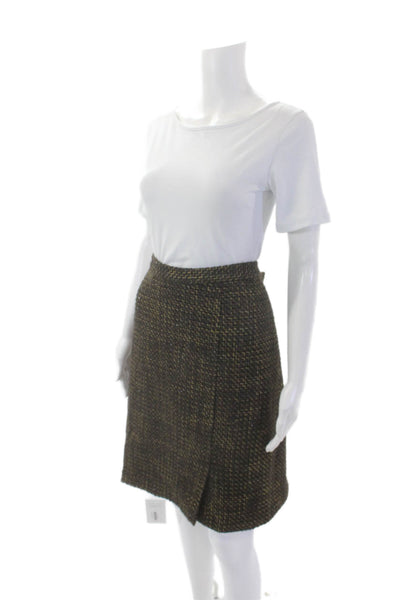 Rhonda Baum Womens Slip-On Zipped Skirt Brown Size M