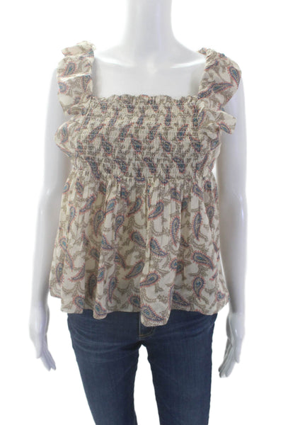 Elan Womens Cotton Paisley Print Sleeveless Tank Multicolor Size M