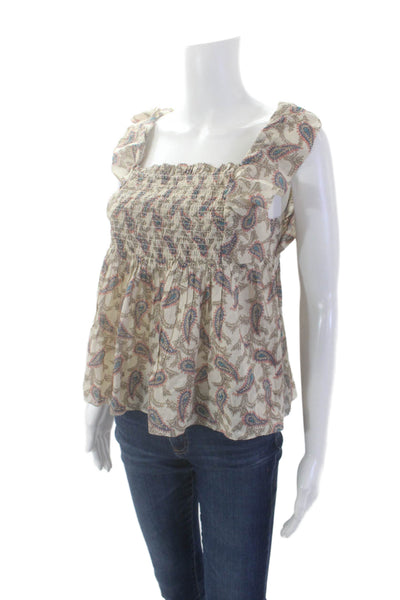 Elan Womens Cotton Paisley Print Sleeveless Tank Multicolor Size M