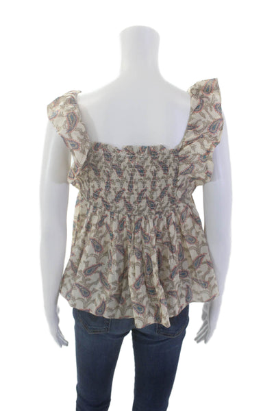 Elan Womens Cotton Paisley Print Sleeveless Tank Multicolor Size M