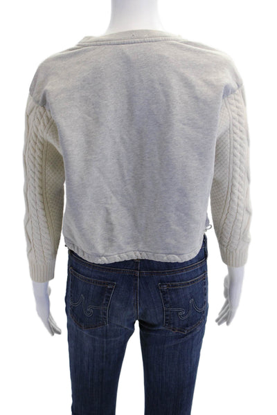 3.1 Phillip Lim Womens Cotton Long Sleeve Round Neck Top Gray Size XS