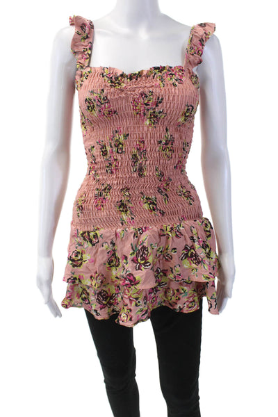 Sun Becomes Her Womens Floral Print Sleeveless Tank Multicolor Size S
