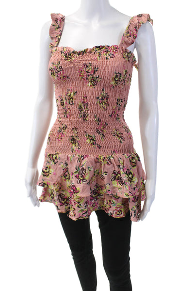 Sun Becomes Her Womens Floral Print Sleeveless Tank Multicolor Size S