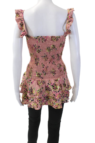 Sun Becomes Her Womens Floral Print Sleeveless Tank Multicolor Size S
