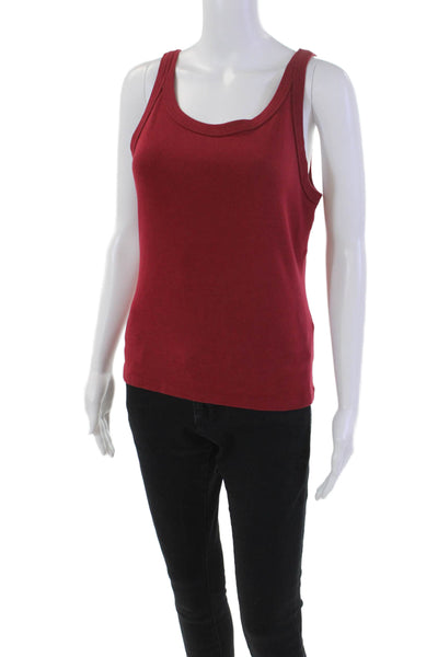 Michael Stars Womens Scoop Neck Cassic Thin Binded Tank Top Red Cotton One Size