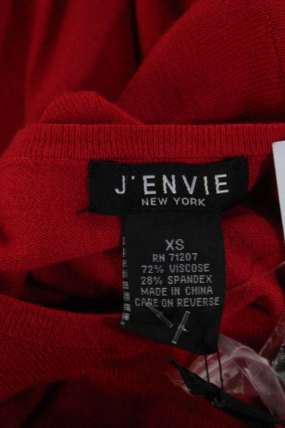 J Envie Womens Long Sleeves Button Cuff Crew Neck Sweater Red Size Extra Small