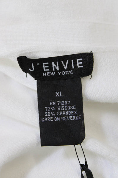 J Envie Womens Sheer Long Sleeve Knit V Neck Top Shirt White Size Extra Large