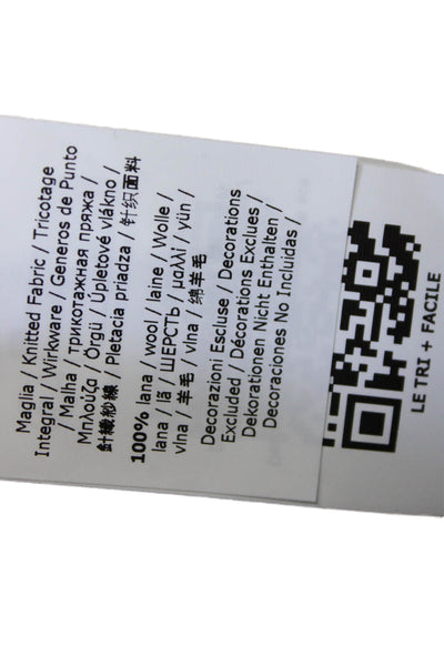 Marella Womens Long Sleeve Scoop Neck Ribbed Sweater White Wool Size Medium