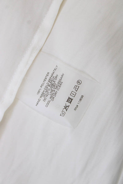 Margaret OLeary Womens Long Sleeve Crew Neck Satin Rolsln Shirt White Size XS