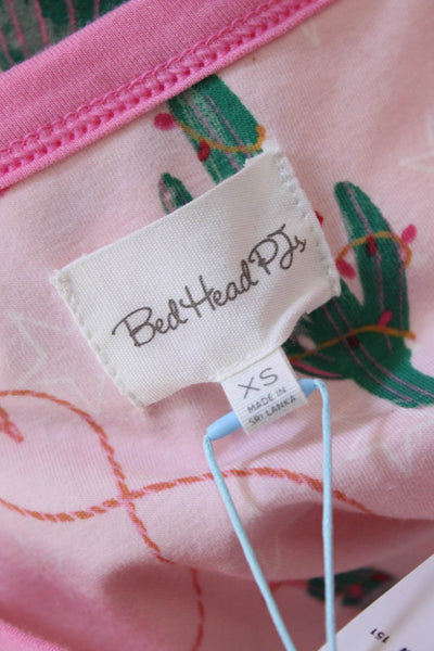 Bed Head Womens Long Sleeve Scoop Neck Howdy Western Pajama Top Pink Size XS