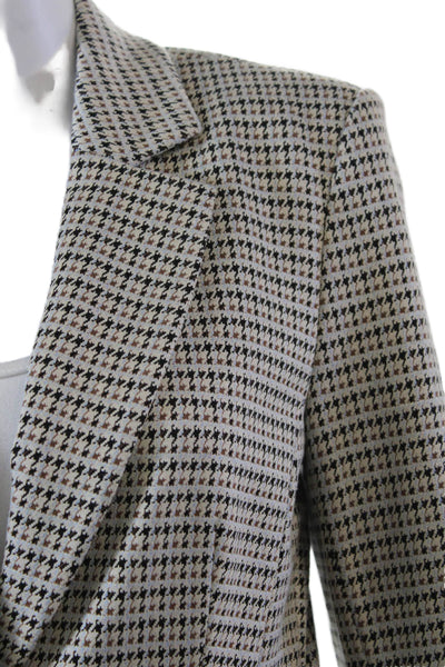 Marccain Womens Two Button Notched Lapel Houndstooth Blazer Jacket White Multi 2