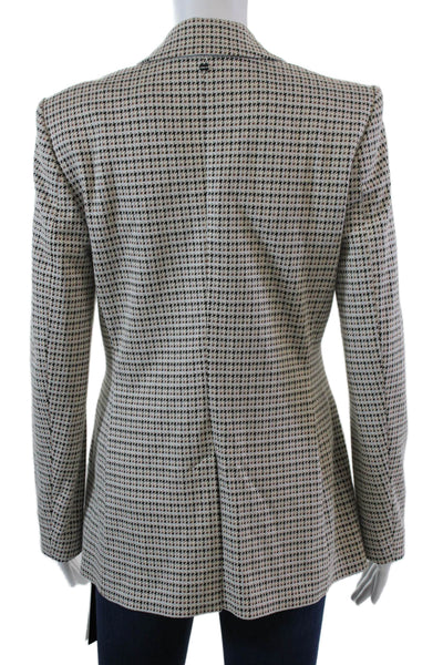 Marccain Womens Two Button Notched Lapel Houndstooth Blazer Jacket White Multi 2