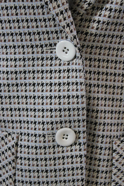 Marccain Womens Two Button Notched Lapel Houndstooth Blazer Jacket White Multi 2