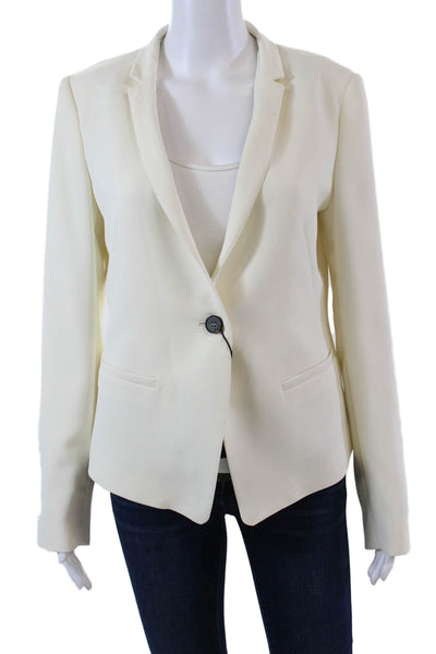 Marella Womens Single Button Notched Lapel Miranda Blazer Jacket White Size 8