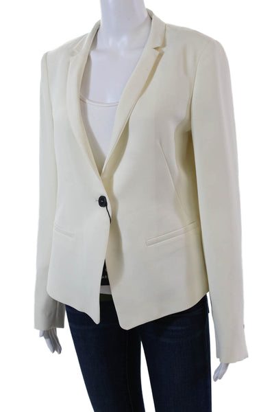 Marella Womens Single Button Notched Lapel Miranda Blazer Jacket White Size 8