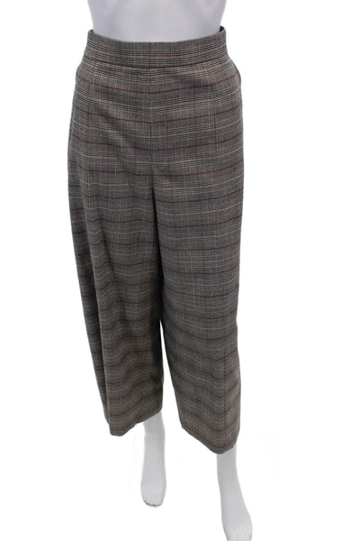 Tyler Boe Womens High Rise Wide Leg Plaid Prince Of Whales Pants Gray Size 14