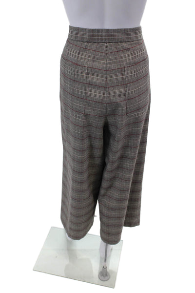 Tyler Boe Womens High Rise Wide Leg Plaid Prince Of Whales Pants Gray Size 14