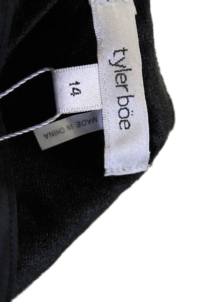 Tyler Boe Womens Zipper Fly High Rise Kathy Velvet Wide Leg Pants Black Size 14