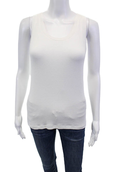 Saint Art Womens Scoop Neck Ribbed Jersey Knit Soren Tank Top White Size Large