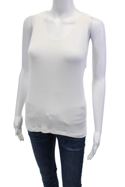 Saint Art Womens Scoop Neck Ribbed Jersey Knit Soren Tank Top White Size Large