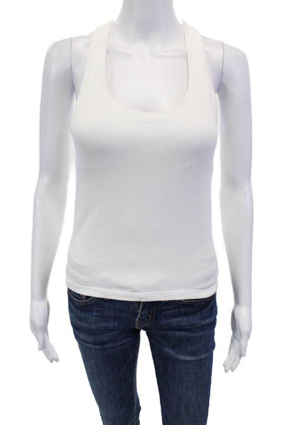 The Upside Womens Scoop Neck Rib Knit Balance Seamless Lenny Tank Top White 10