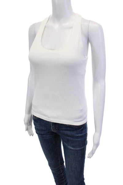 The Upside Womens Scoop Neck Rib Knit Balance Seamless Lenny Tank Top White 10