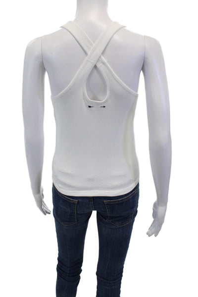 The Upside Womens Scoop Neck Rib Knit Balance Seamless Lenny Tank Top White 10