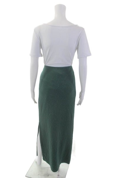 Marccain Womens Metallic Elastic Waist Maxi Skirt Green Size N3