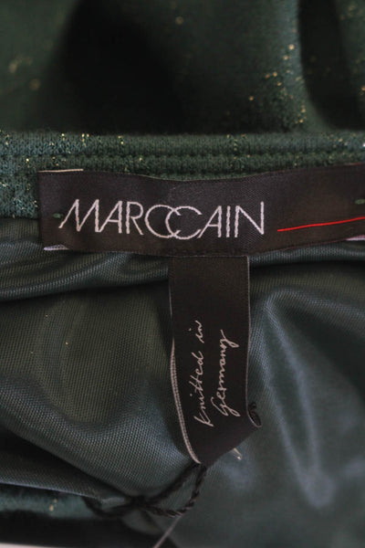 Marccain Womens Metallic Elastic Waist Maxi Skirt Green Size N3