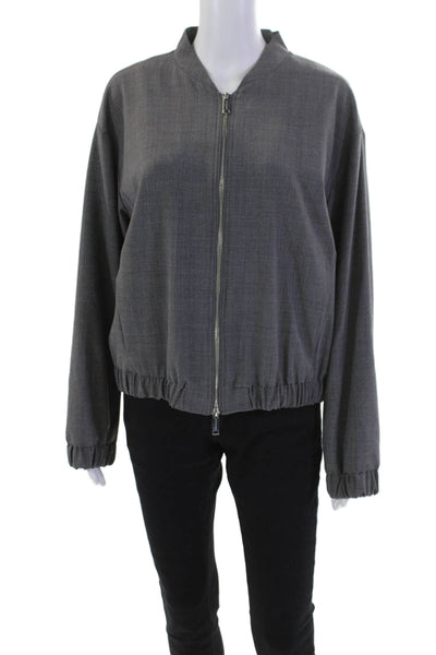 Marella Sport Womens Full Zipper Pleadi Jacket Melange Gray Wool Size 12