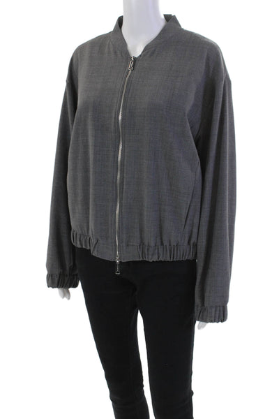 Marella Sport Womens Full Zipper Pleadi Jacket Melange Gray Wool Size 12