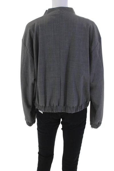 Marella Sport Womens Full Zipper Pleadi Jacket Melange Gray Wool Size 12