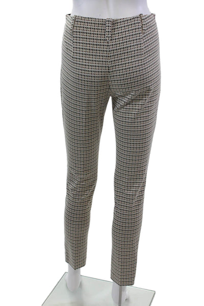 Marccain Womens Elastic Waistband High Rise Houndstooth Pants White Multi Size 1