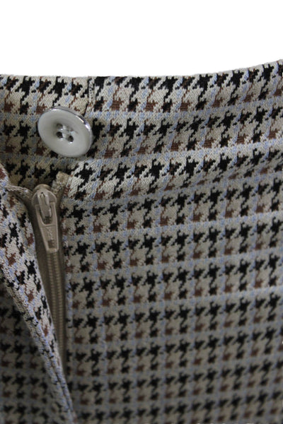 Marccain Womens Elastic Waistband High Rise Houndstooth Pants White Multi Size 1