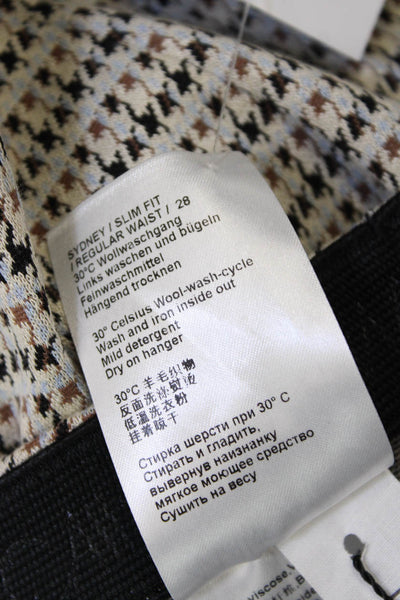 Marccain Womens Elastic Waistband High Rise Houndstooth Pants White Multi Size 1