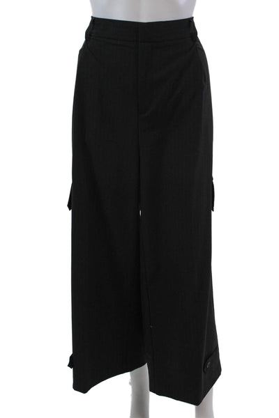 Elliott Lauren Womens High Rise Pinstriped Cargo Trouser Pants Black Size 16