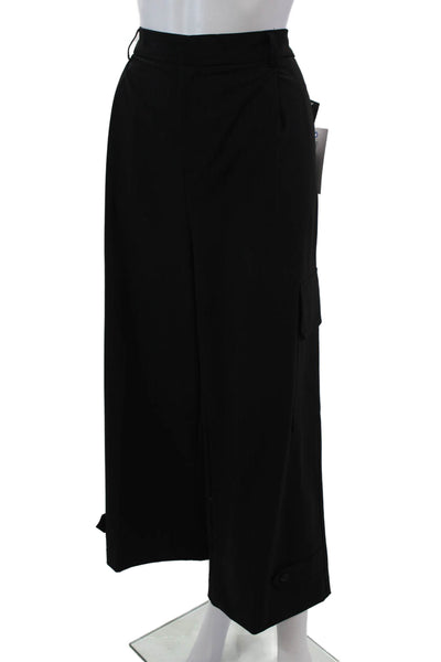 Elliott Lauren Womens High Rise Pinstriped Cargo Trouser Pants Black Size 16