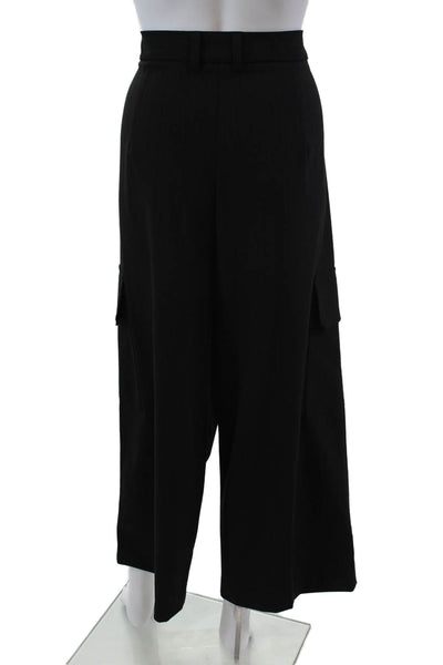 Elliott Lauren Womens High Rise Pinstriped Cargo Trouser Pants Black Size 16