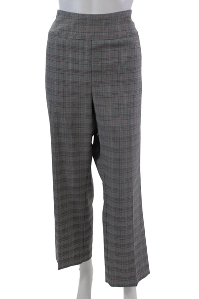 Elliott Lauren Womens Elastic Waistband Pull On Glen Plaid Pants Gray Size 16