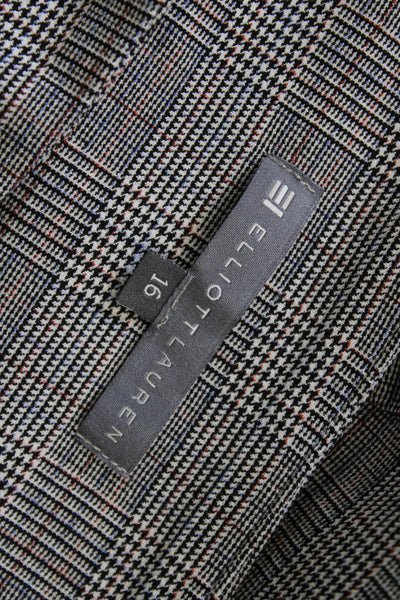 Elliott Lauren Womens Elastic Waistband Pull On Glen Plaid Pants Gray Size 16