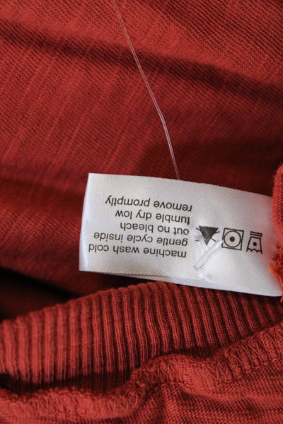 Elliott Lauren Womens Balloon Long Sleeve Scoop Neck Tee Shirt Orange Size Small