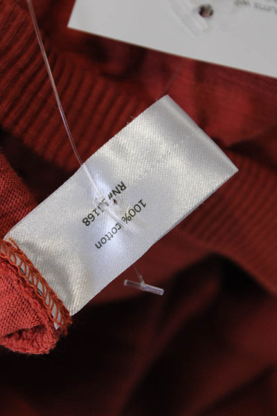 Elliott Lauren Womens Balloon Long Sleeve Scoop Neck Tee Shirt Orange Size Large
