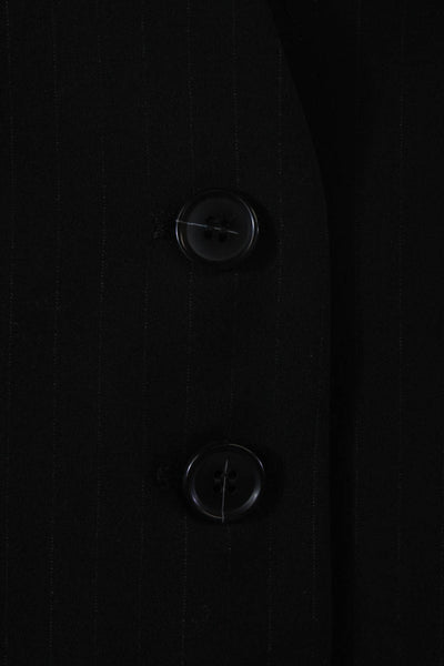 Elliott Lauren Womens Four Button V Neck Pinstriped Vest Jacket Black Size 10