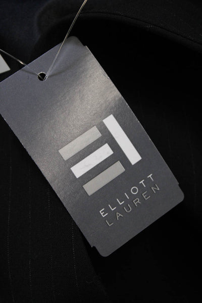 Elliott Lauren Womens Four Button V Neck Pinstriped Vest Jacket Black Size 10