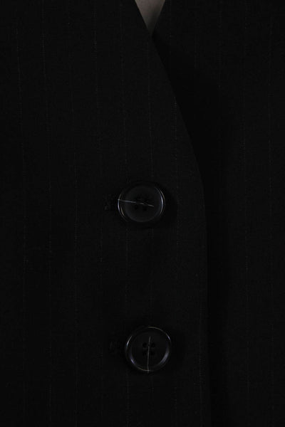 Elliott Lauren Womens Four Button V Neck Pinstriped Vest Jacket Black Size 16