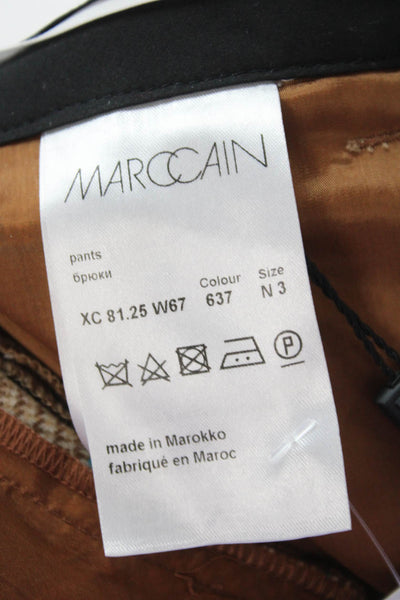 Marccain Womens Zipper Fly Pleated Cuffed Wukari Pants Brown Blue Size 3
