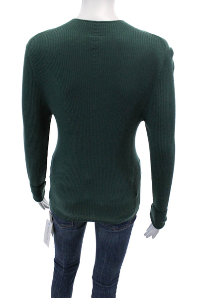 Marccain Womens Long Sleeve Ribbed Knit Crew Neck Sweater Soft Forest Size 3
