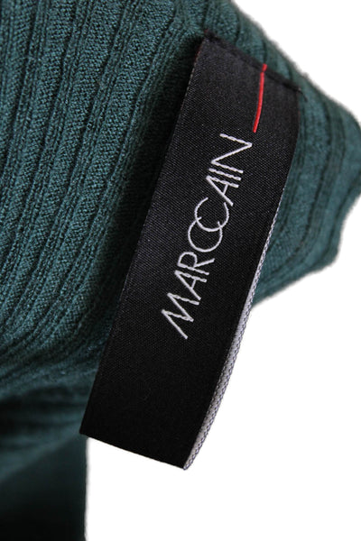 Marccain Womens Long Sleeve Ribbed Knit Crew Neck Sweater Soft Forest Size 3