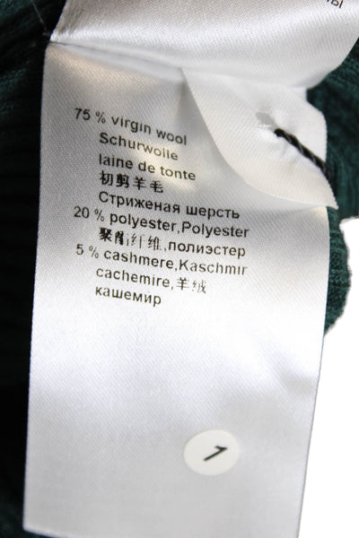 Marccain Womens Long Sleeve Ribbed Knit Crew Neck Sweater Soft Forest Size 3