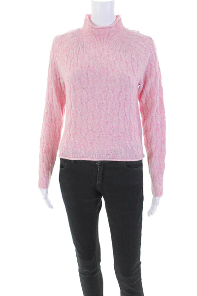 J Crew Womens Cashmere Long Sleeve Turtleneck Cable Knit Sweater Pink Size XS